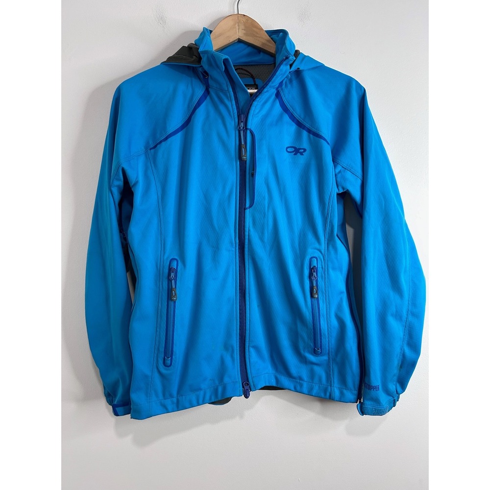 Outdoor Research Womens Blue Ferrosi Hooded Jacket Full Zip Size Small Hiking